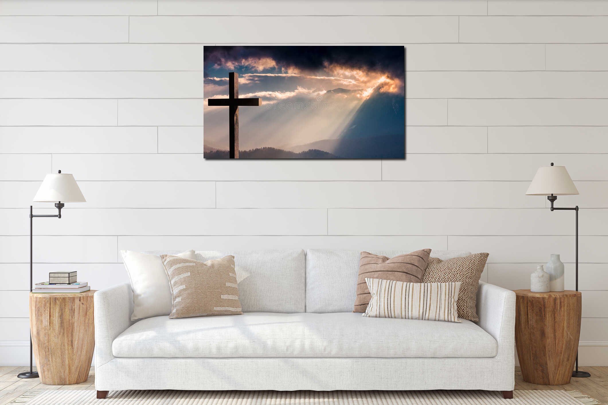 Canvas hanging interior mockup