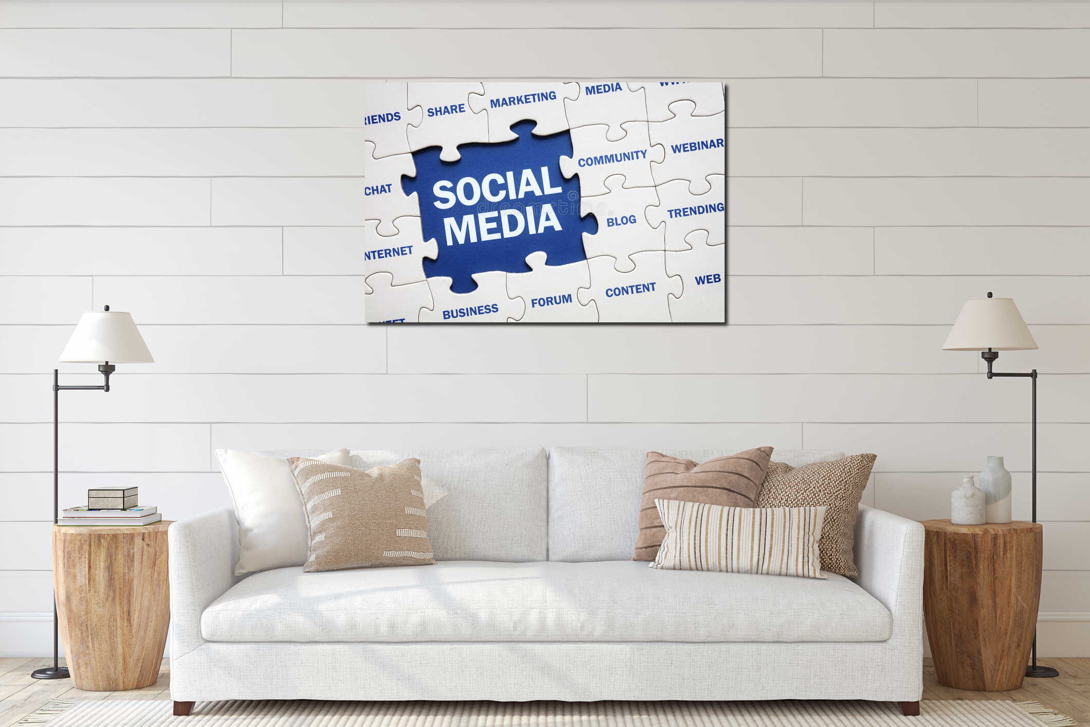 Canvas hanging interior mockup