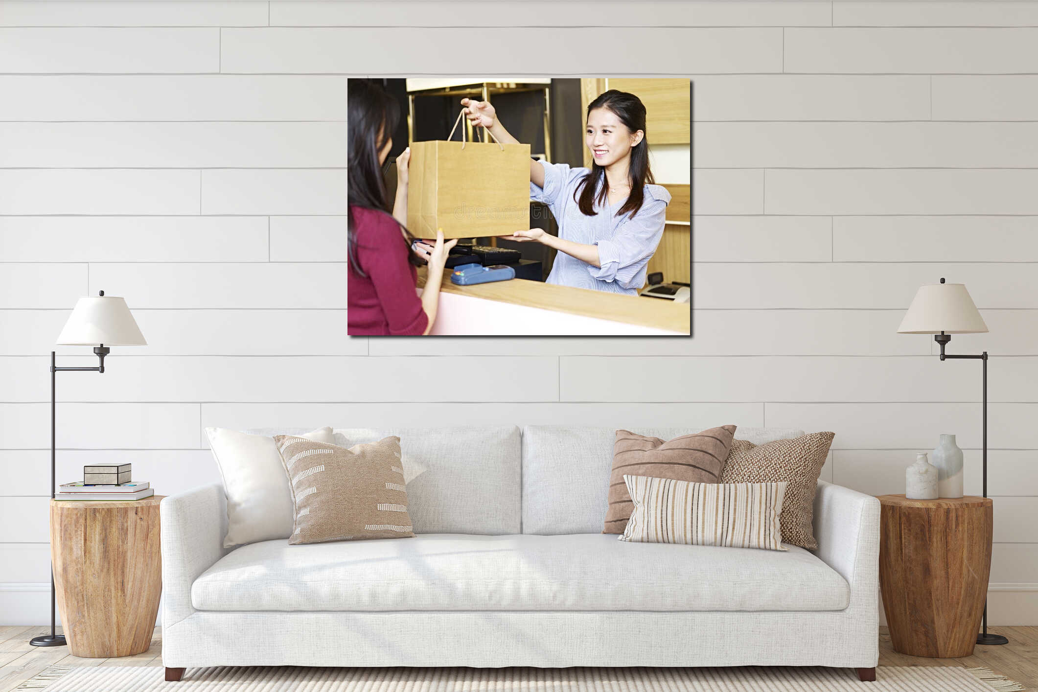 Canvas hanging interior mockup