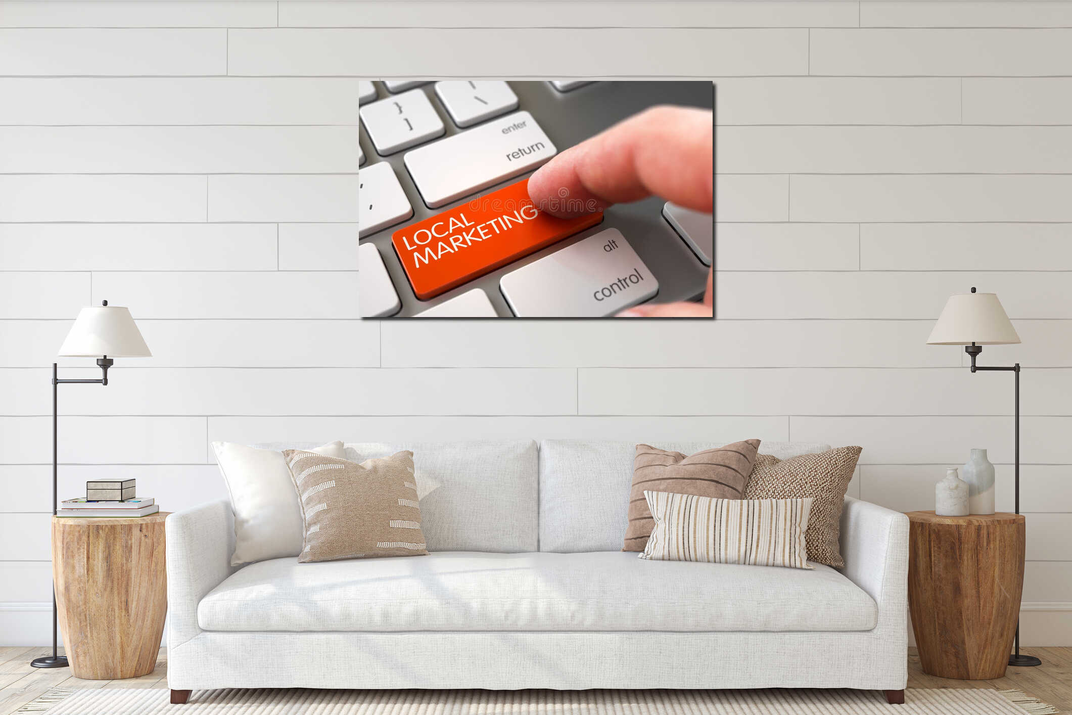Canvas hanging interior mockup
