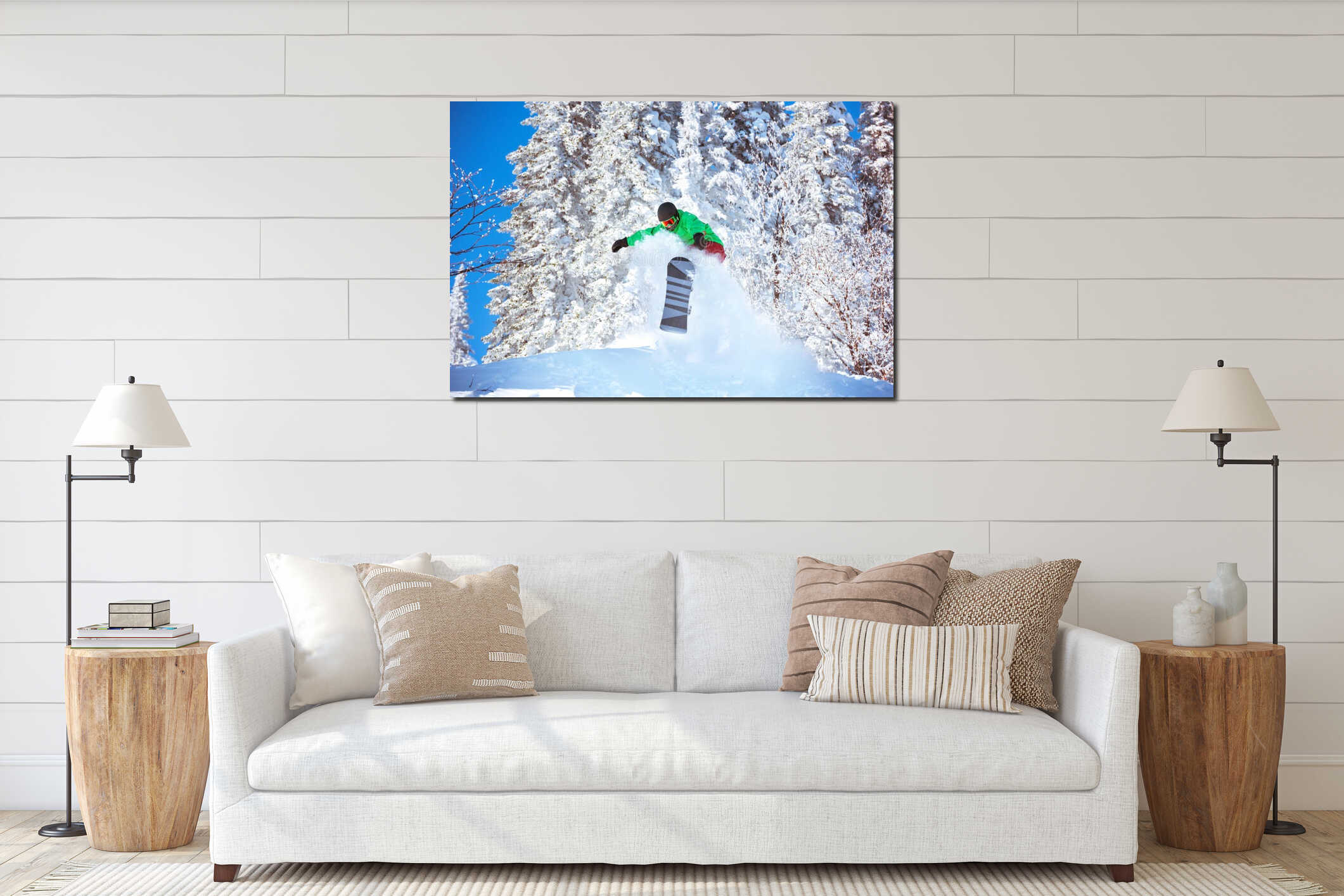 Canvas hanging interior mockup