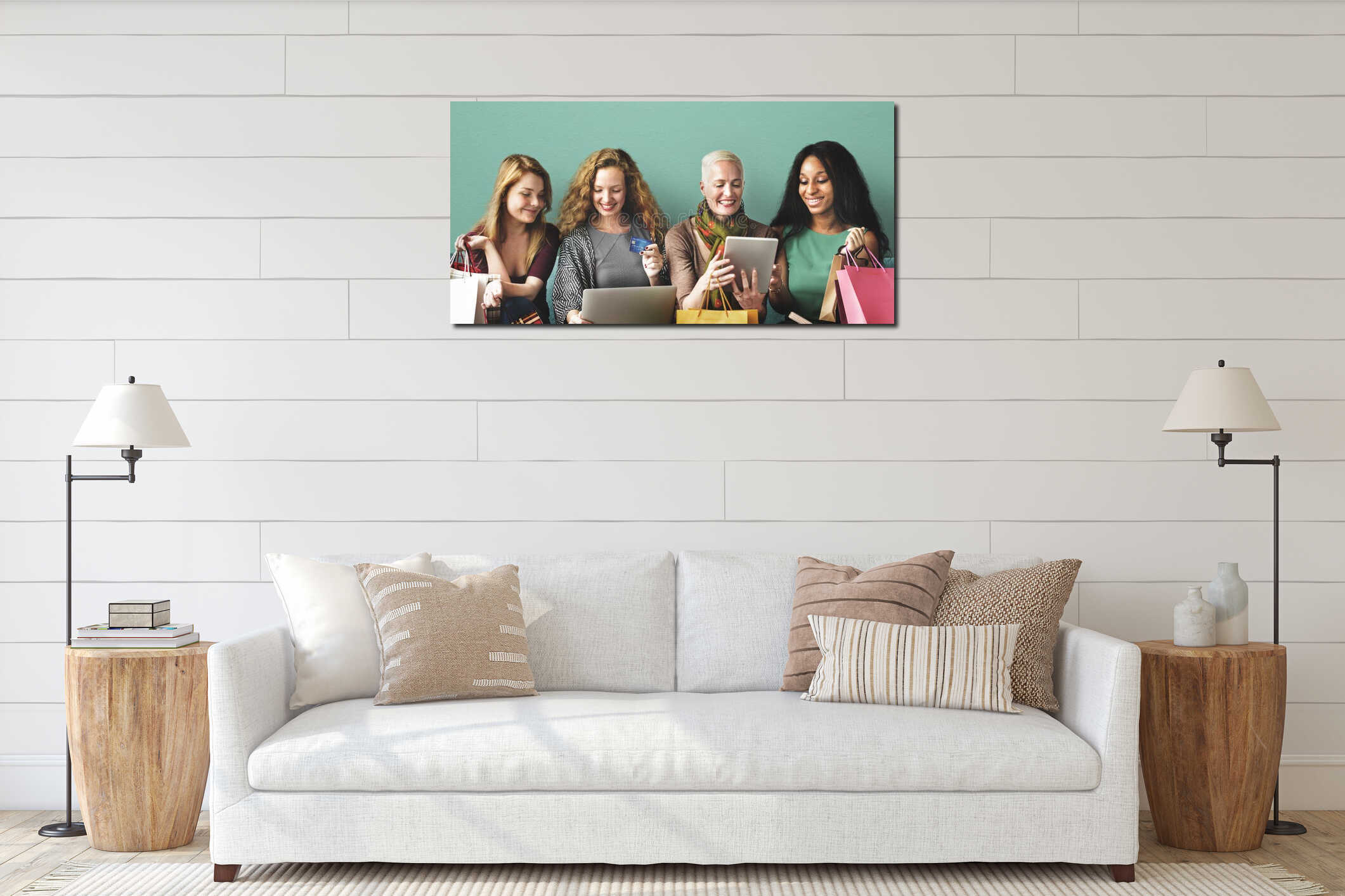 Canvas hanging interior mockup