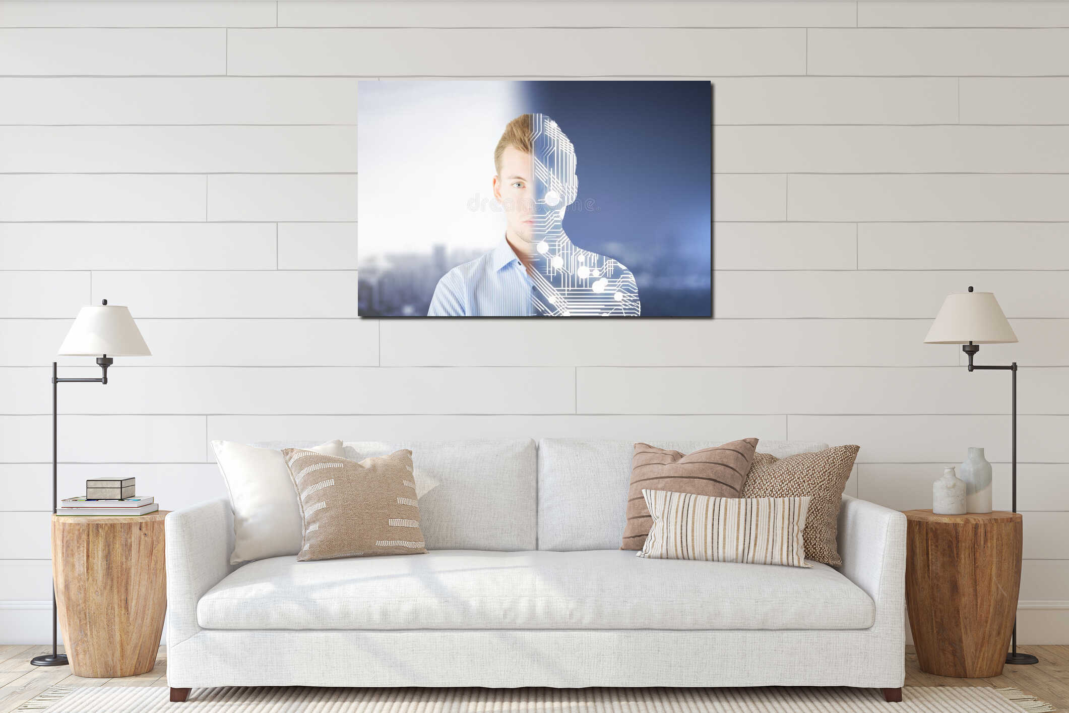 Canvas hanging interior mockup