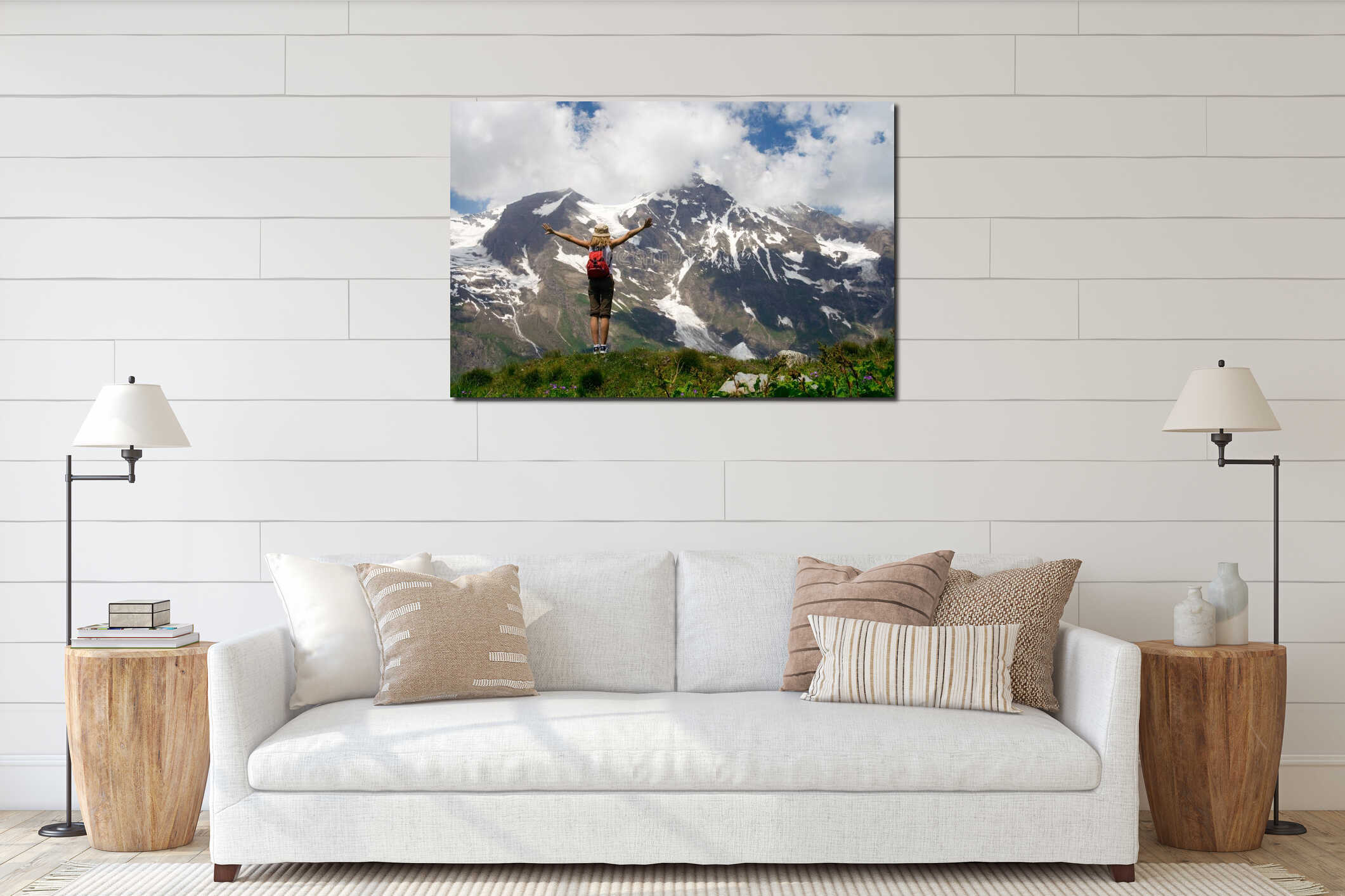 Canvas hanging interior mockup