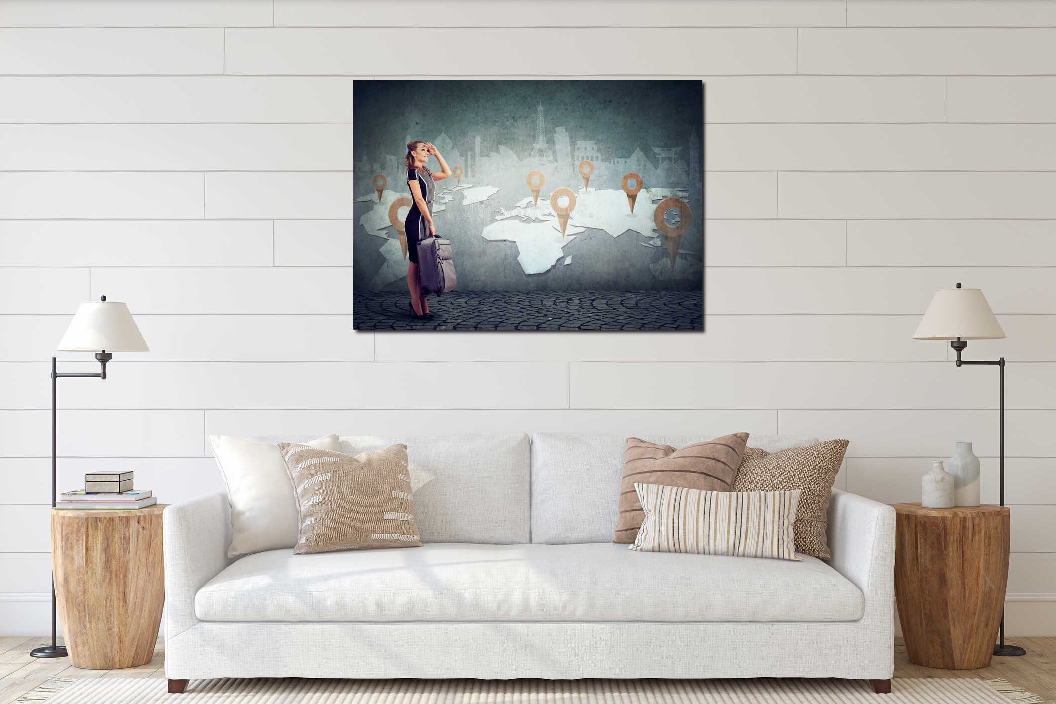 Canvas hanging interior mockup